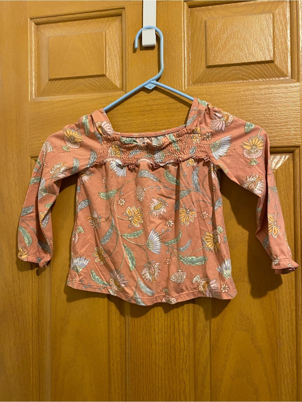 OshKosh B'gosh Dusty Rose Floral Long-Sleeve Smocked Top
